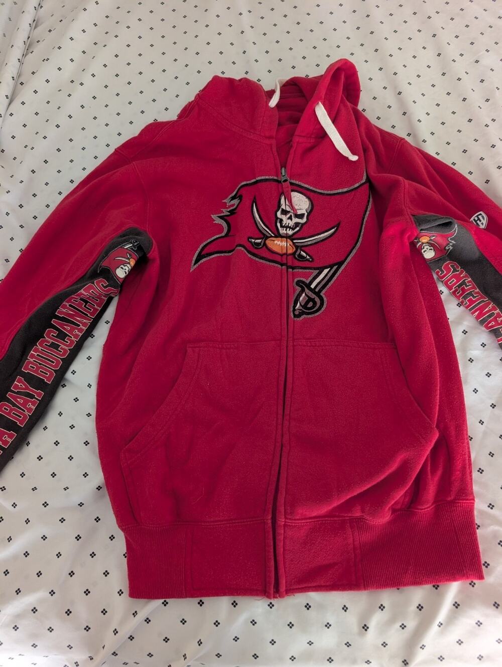 Hands High Mens Tampa Bay Buccaneers Zip Up Hoodie Sweatshirt, Red, Small